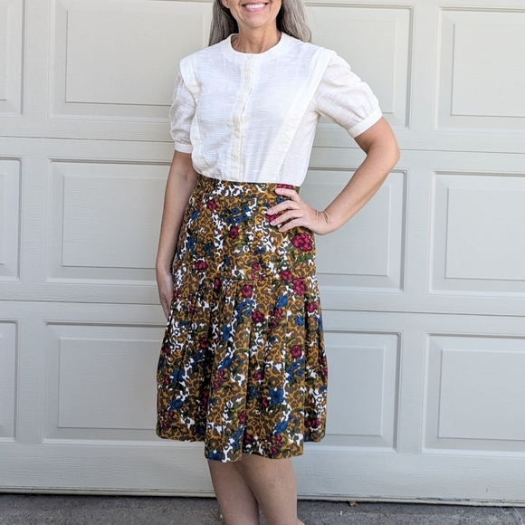 1960's TWILL KNEE SKIRT 60's S (K7) - Picture 1 of 9